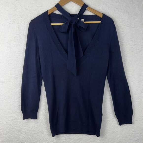 AG Adriano Goldschmied Womens Long Sleeve Pullover Sweater Neck Tie Silk Blend M - Picture 5 of 16